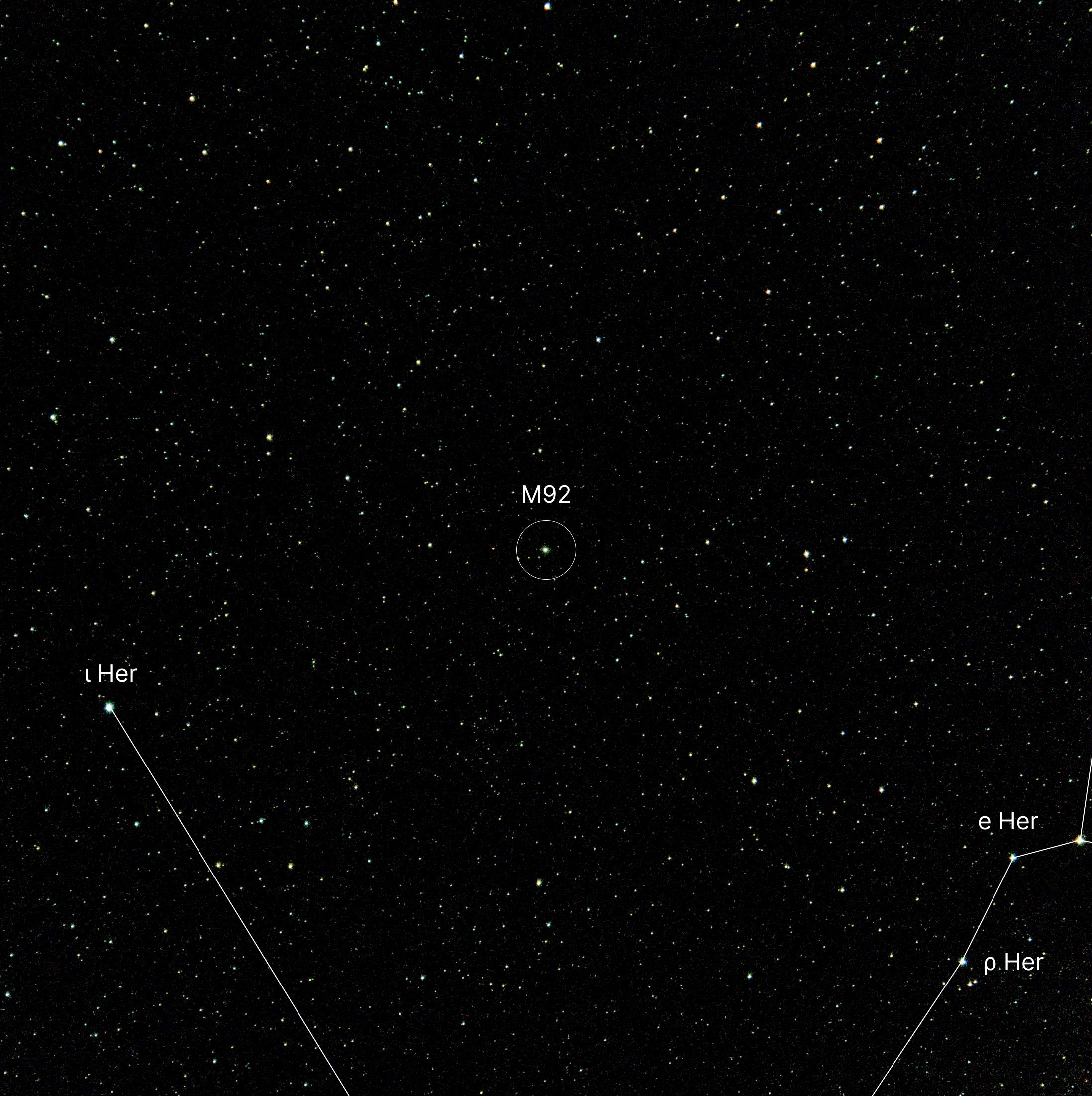Messier 92 — constellation labels