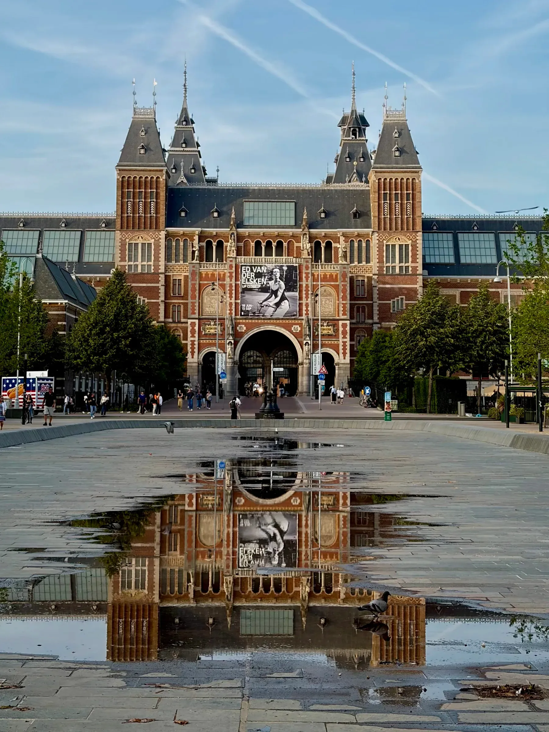 Rijksmuseum facade and gardens on Museumplein