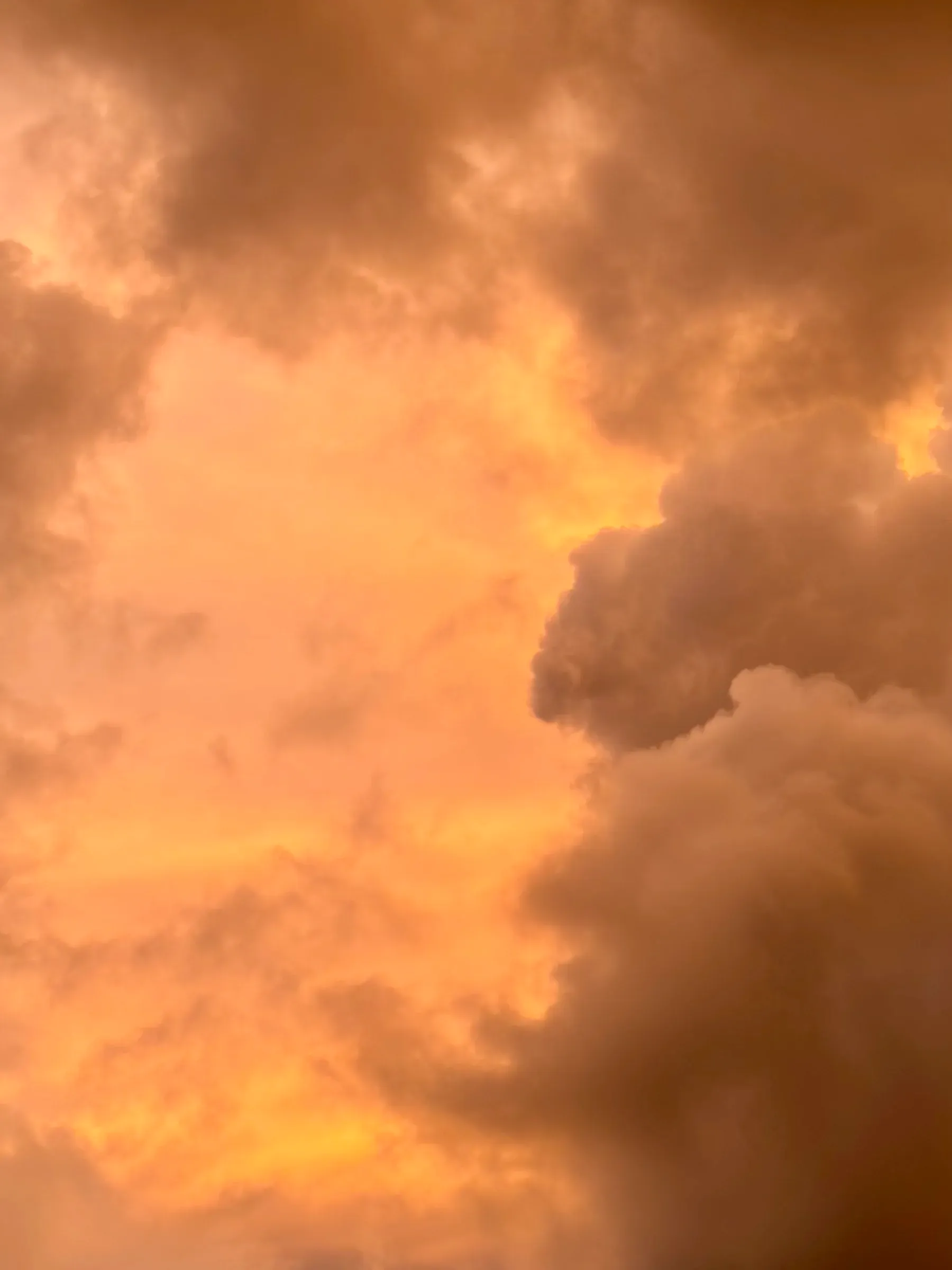 Thick clouds lit by warm golden sunset light