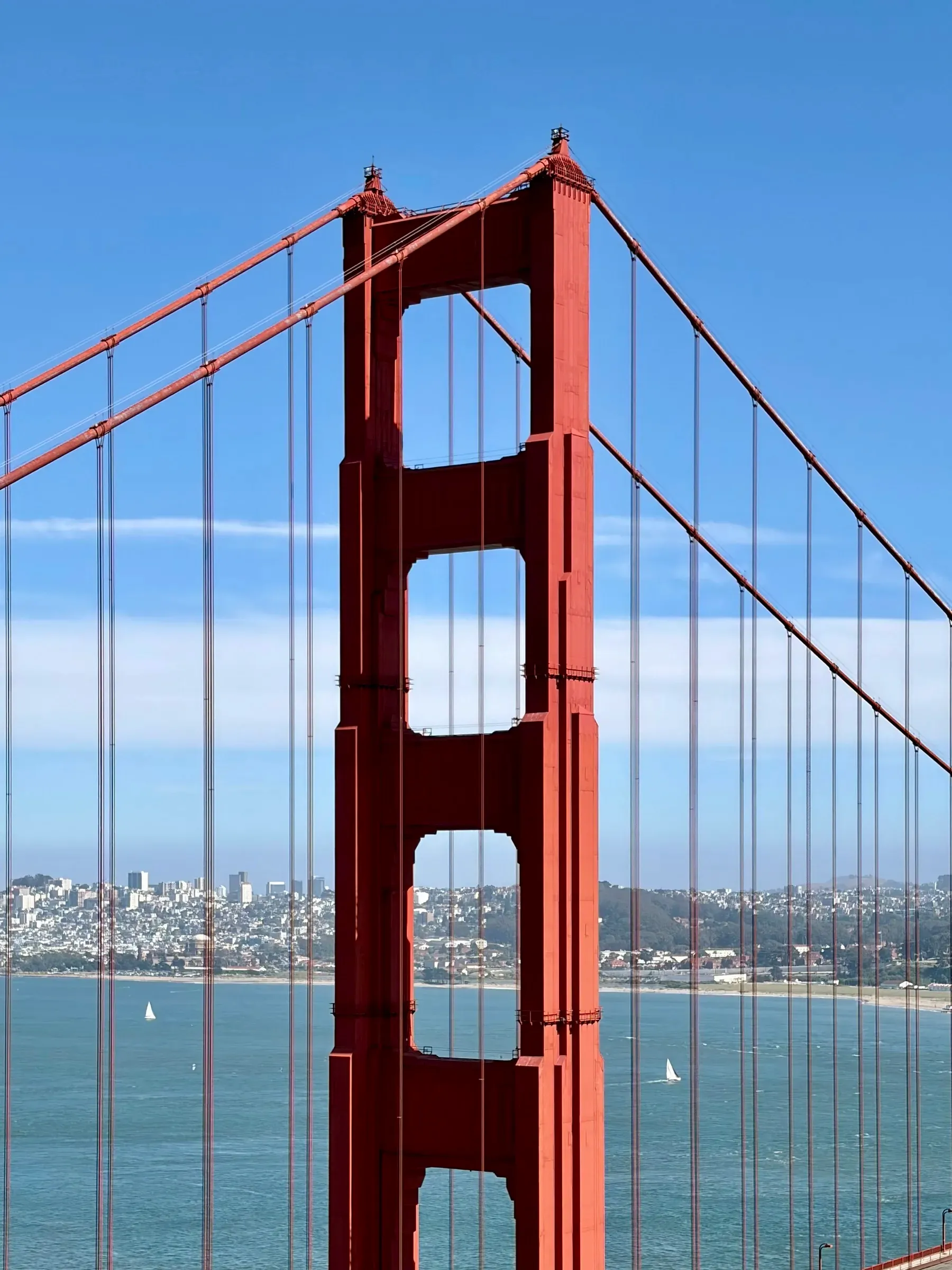 Golden Gate Bridge and San Francisco skyline viewed from Battery Spencer