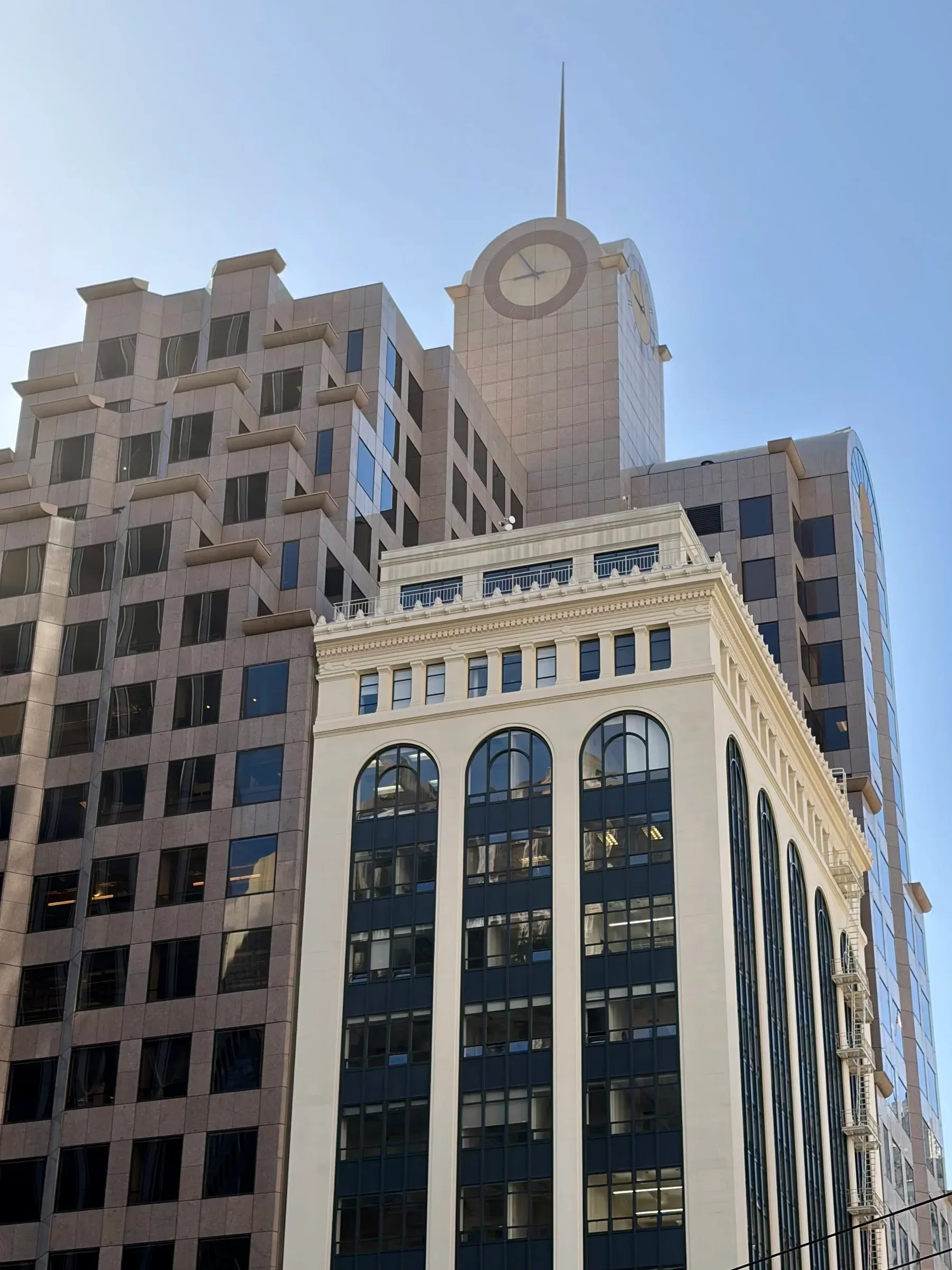 Historic stone facade displaying an American flag near Union Square
